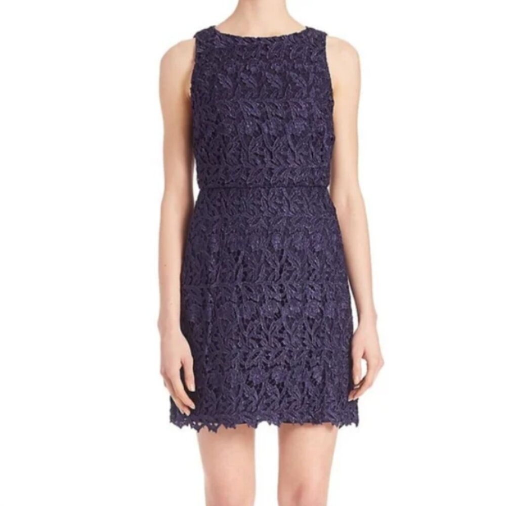 Alice + Olivia guipure navy blue lace cocktail dress 4